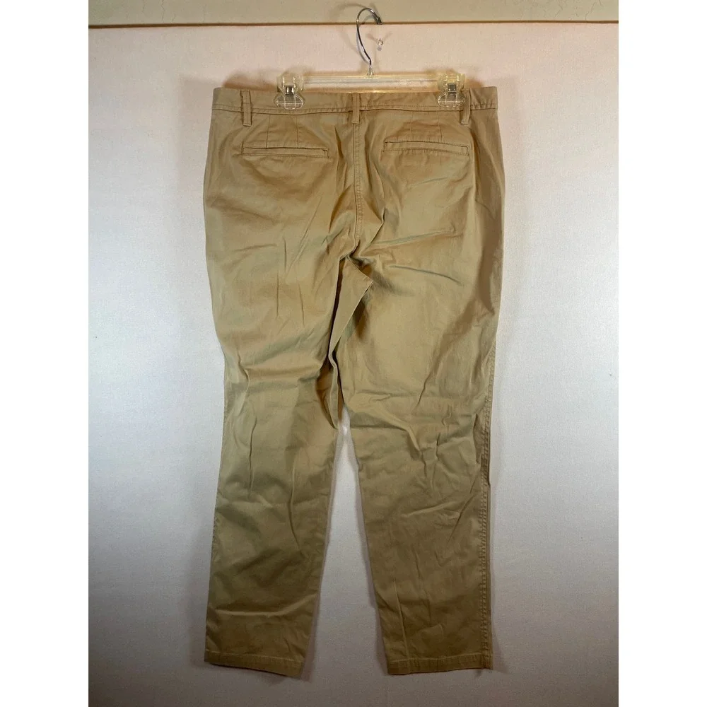 Talbots Womens 12 Relaxed Chino Pants Khaki‎ Tan Straight Leg Mid Rise Cotton